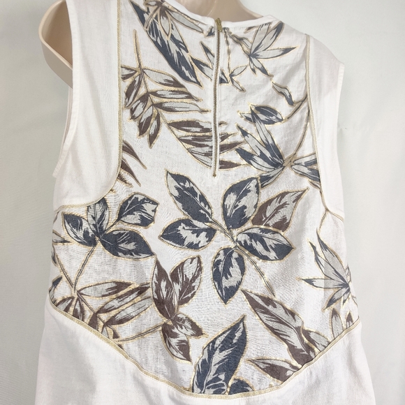 J.Crew sleeveless top gold foil leaf top size M - Picture 2 of 6